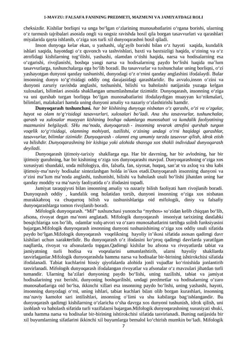 FALSAFA FANINING PREDMETI, MAZMUNI VA JAMIYATDAGI ROLI 3