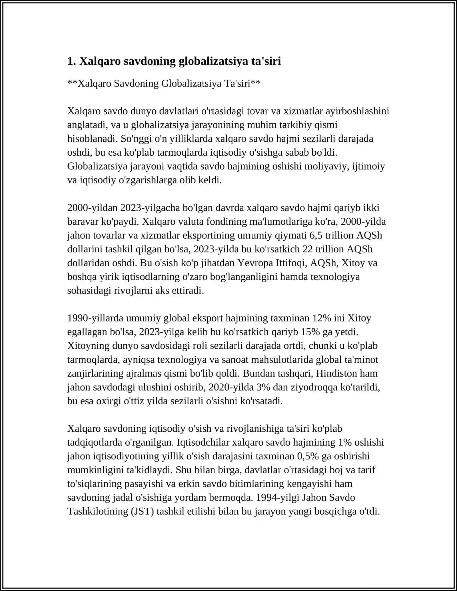 XALQARO SAVDONING RIVOJLANISH TENDESIYALARI 3