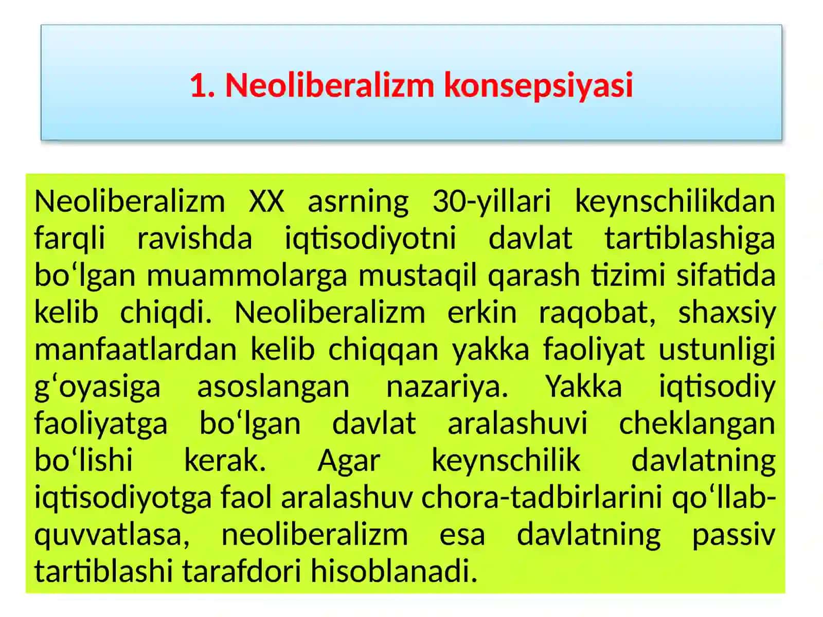 Neoliberalizmning mohiyati va ahamiyati 3