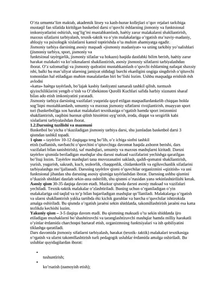 Basketbolchilar trenirovkasida taktik usullarning turli-tumaniga urgatish 3