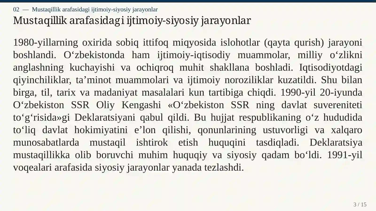 O'ZBEKISTONNING ENG YANGI TARIXI 3