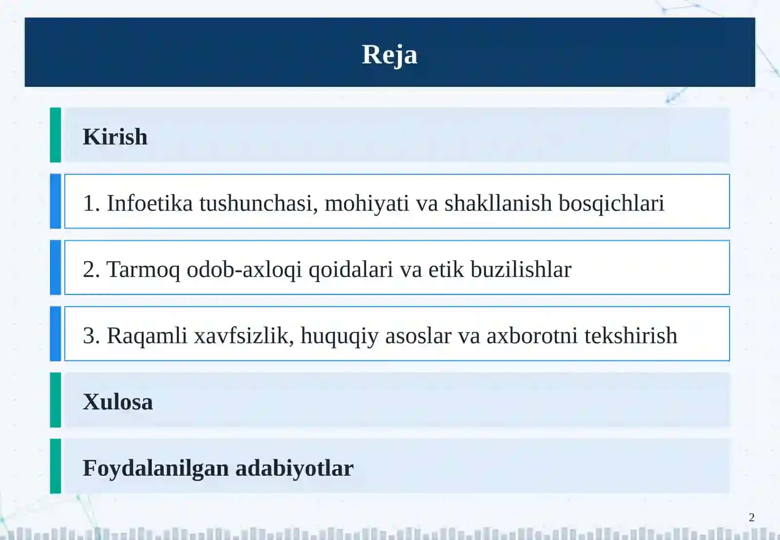 Tarmoq odob-axloqi (infoetika) 3