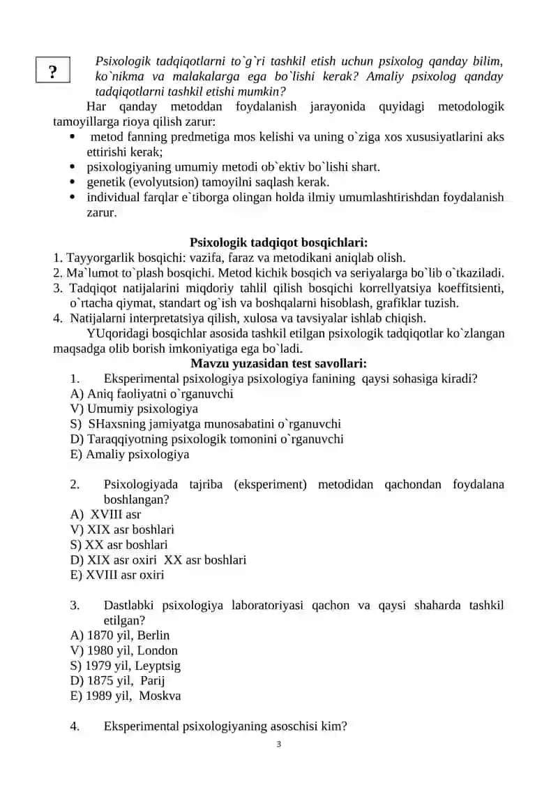 EKSPERIMENTAL PSIXOLOGIYANING PREDMETI 3