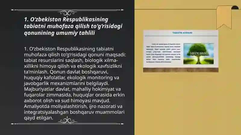 O‘zbekiston Respublikasi tabiatini asrashga oid qonunlarni o‘rganish 3