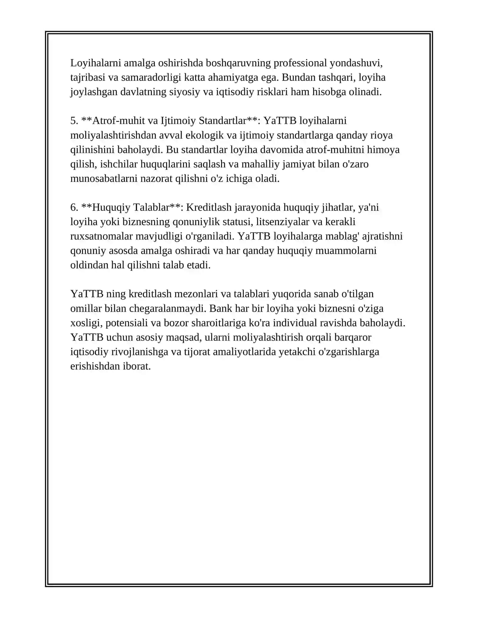 Yevropa Tiklanish va Taraqqiyot Bankining Kredit-Investitsiya Siyosati 3
