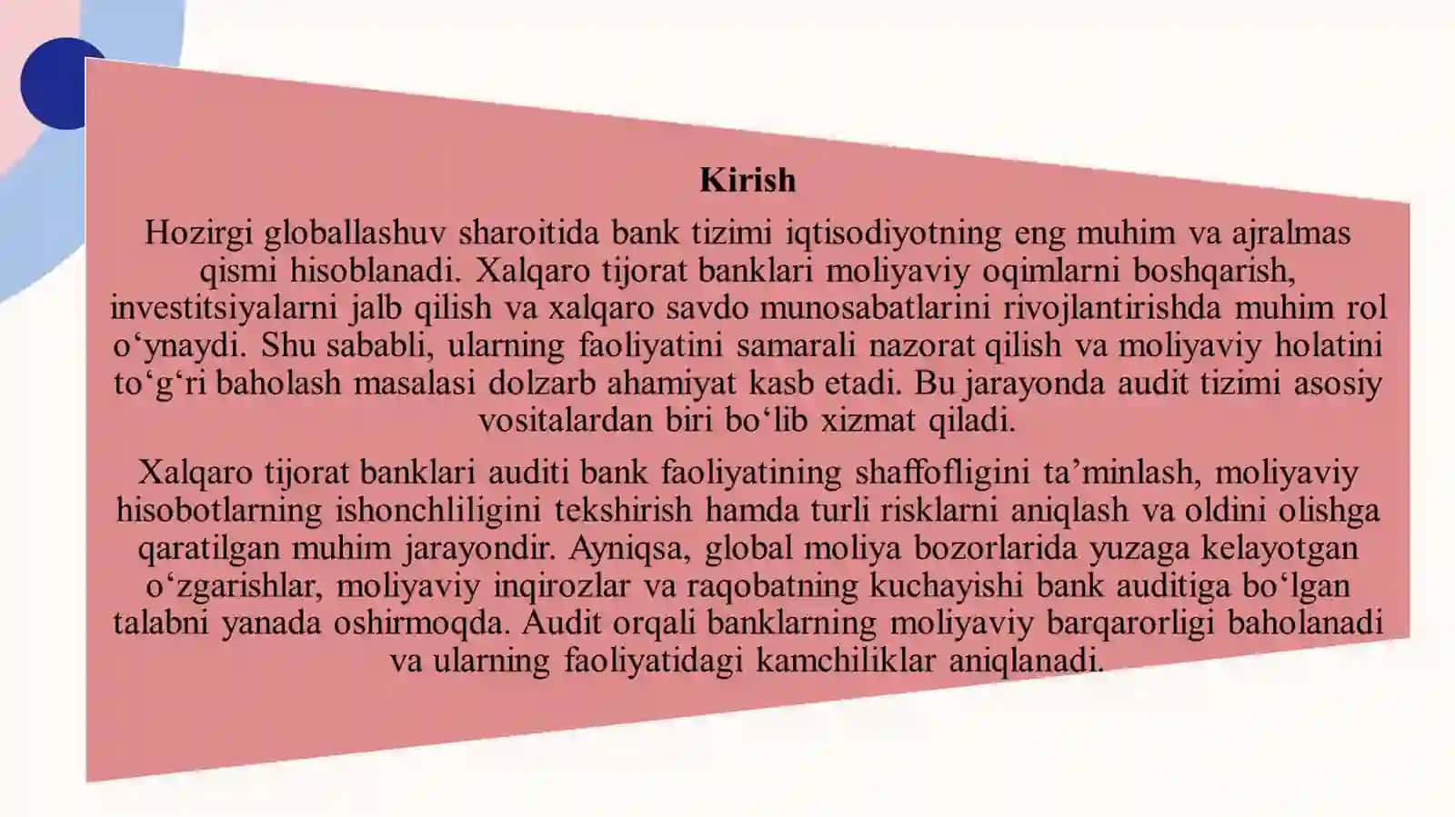 Xalqaro tijorat banklari auditi. 3