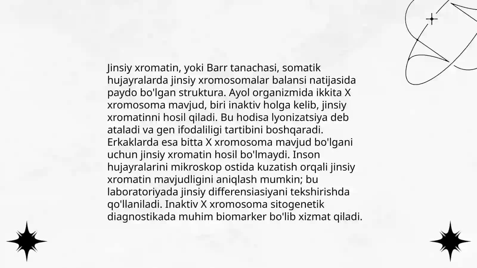Jinsiy xromatin (JX) tabiati. Layon gipotezasi 3