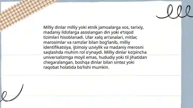 Milliy dinlar 3