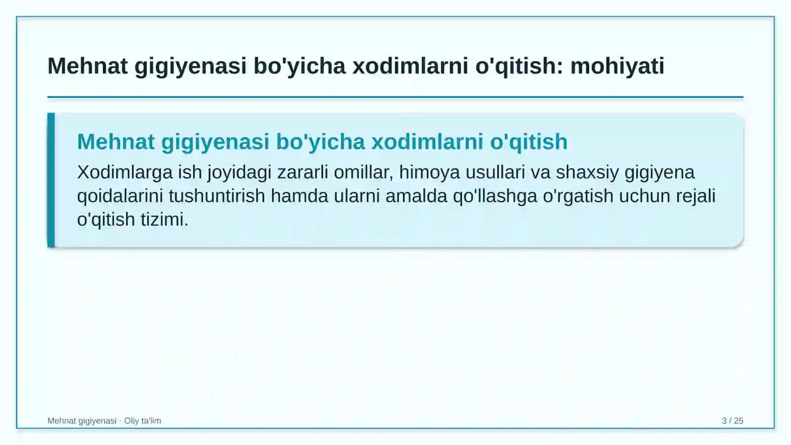 oshxonalarda mehnat gigiyenasi bo'yicha xodimlarni o'qitish 1027 3