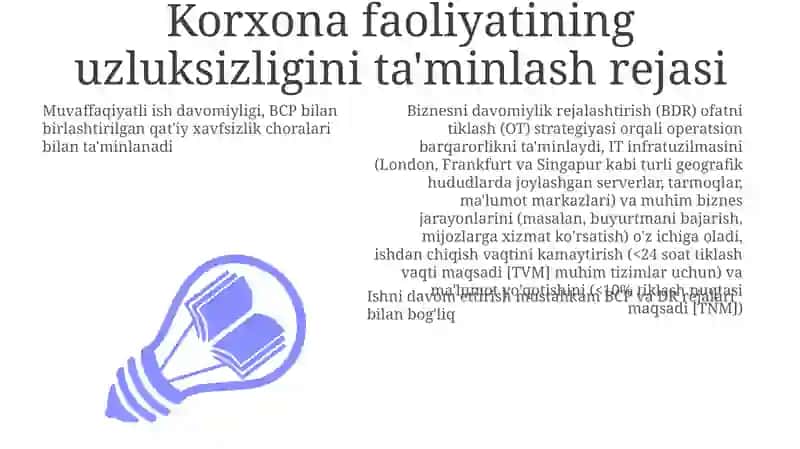 Davomiylik rejalashtirish (BDR) ofatni tiklash (OT) strategiyasi 3