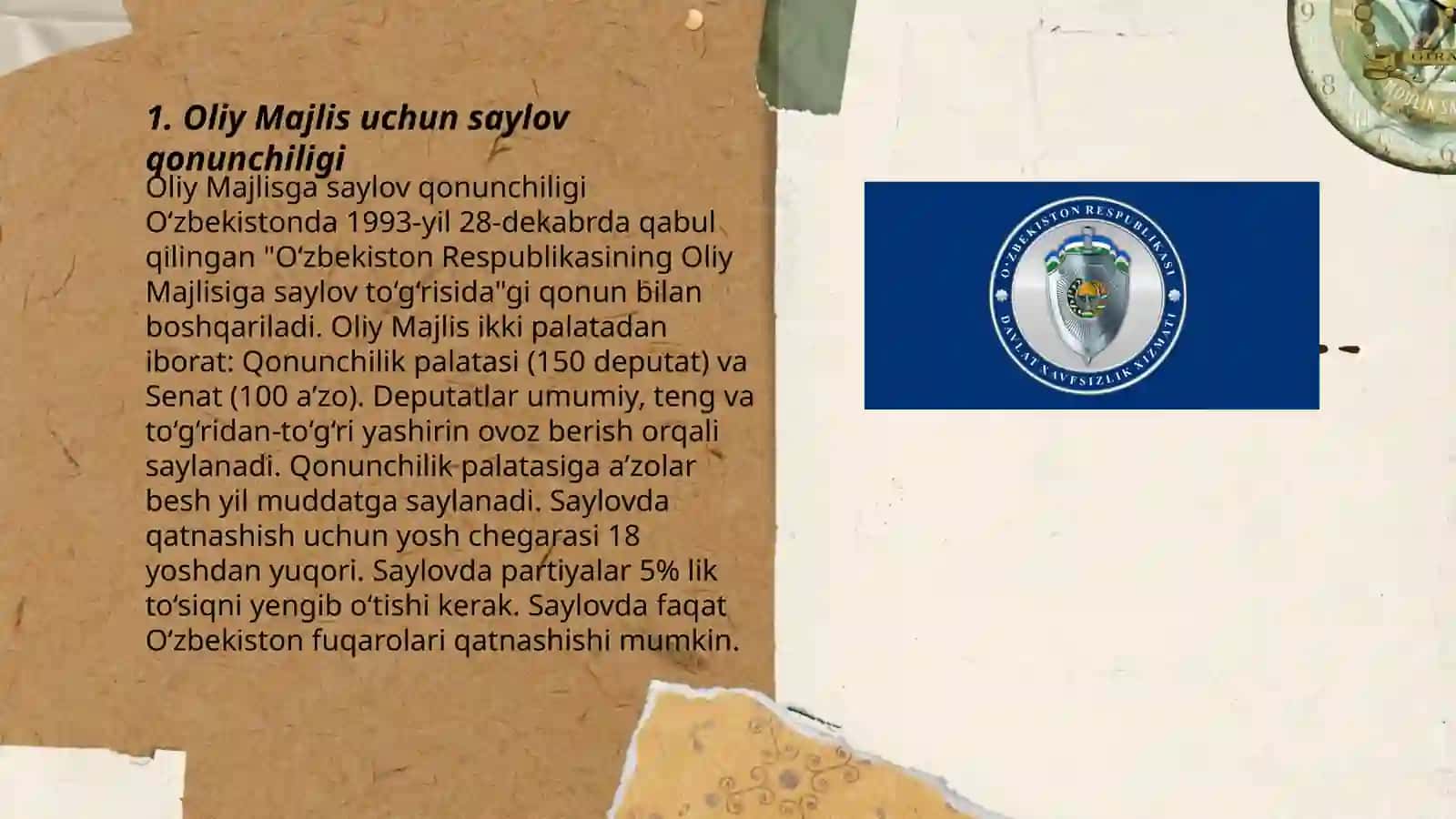 O'zbekiston Respublikasi Oliy Majlisiga saylovlar tógrisida 3
