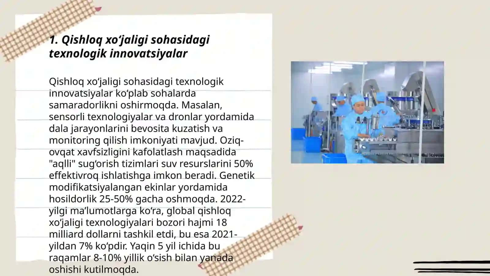 Qishloq xo‘jaligi va sanoat sohasidagi o’zgarishlar 3