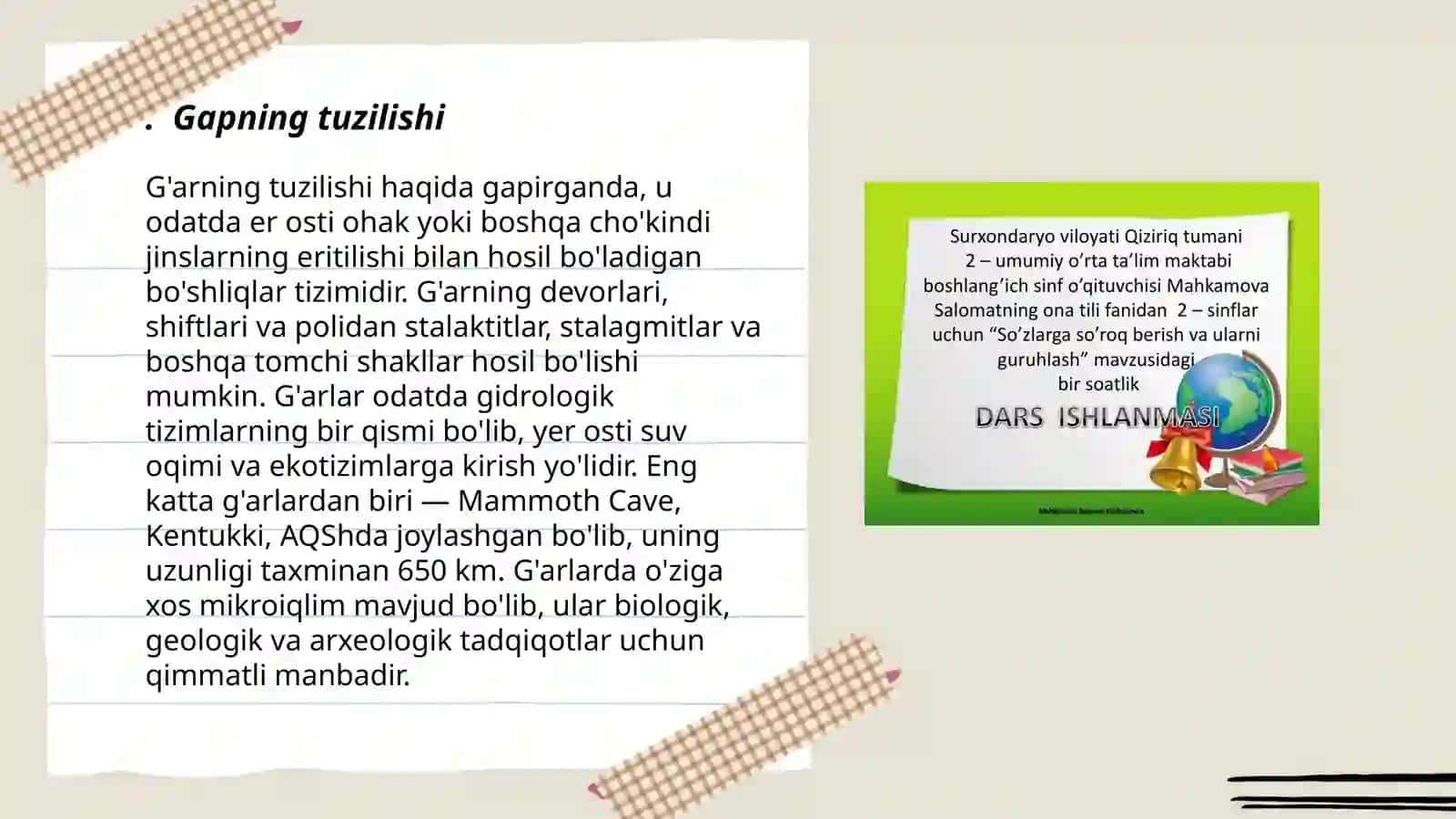 Gap mavzusi boʻyicha 3-4-sinflar uchun mashqlardan namunalar 3