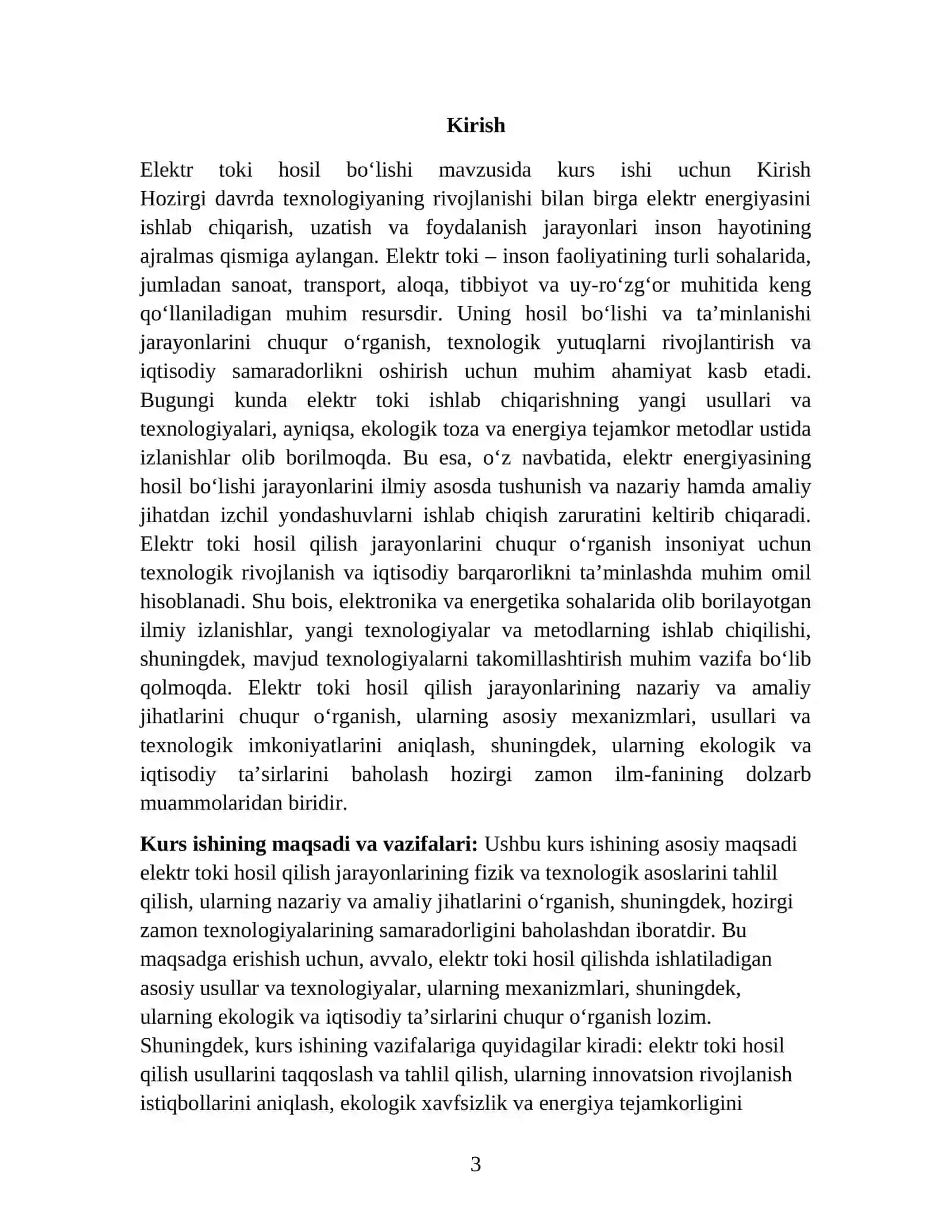 ELEKTR TOKI HOSIL BOʻLISHI KURS ISHI 3