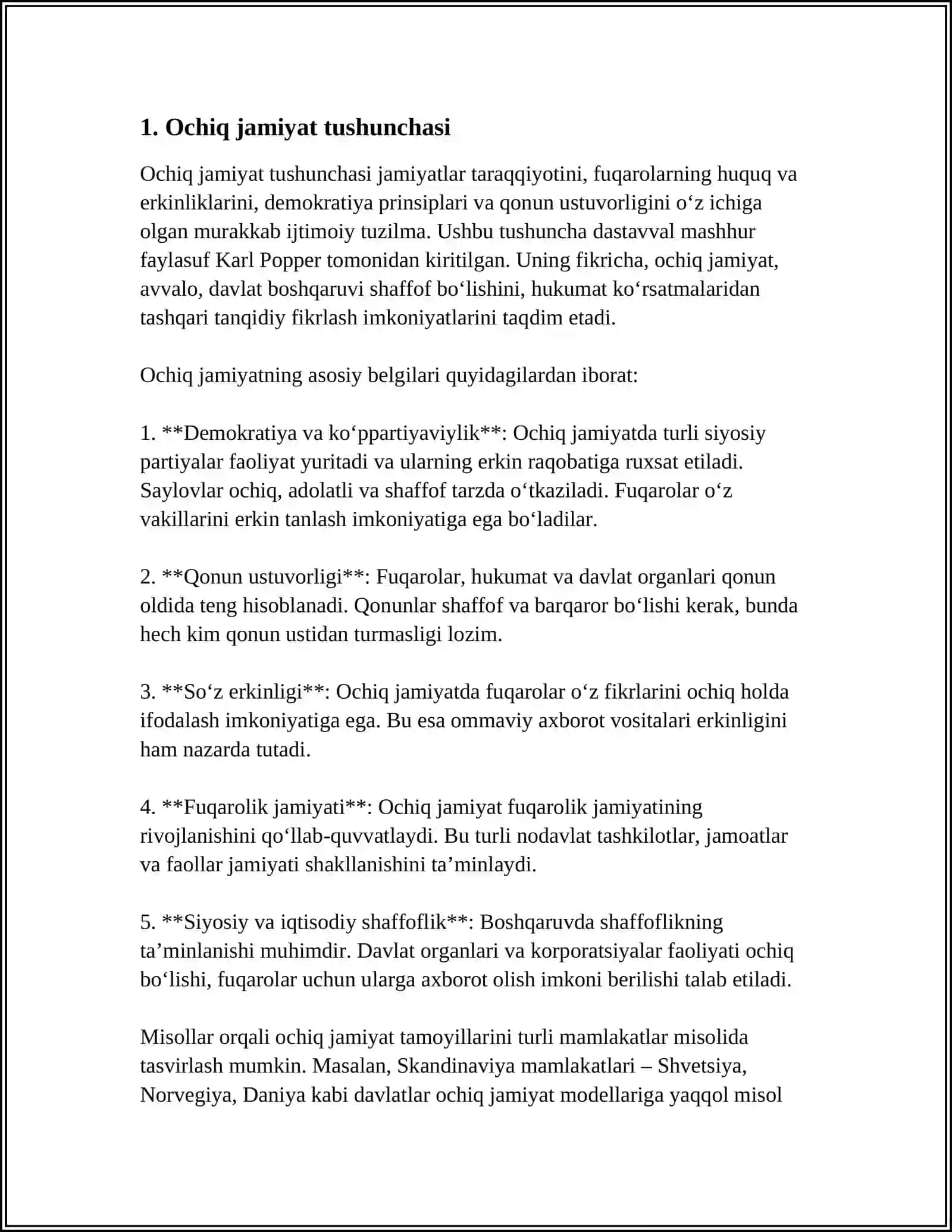 K. POPPERNING “OCHIQ JAMIYAT VA UNING DUSHMANLARI” ASARIDA BAYON ETILGAN IJTIMOIY – SIYOSIY MUNOSABATLAR 3