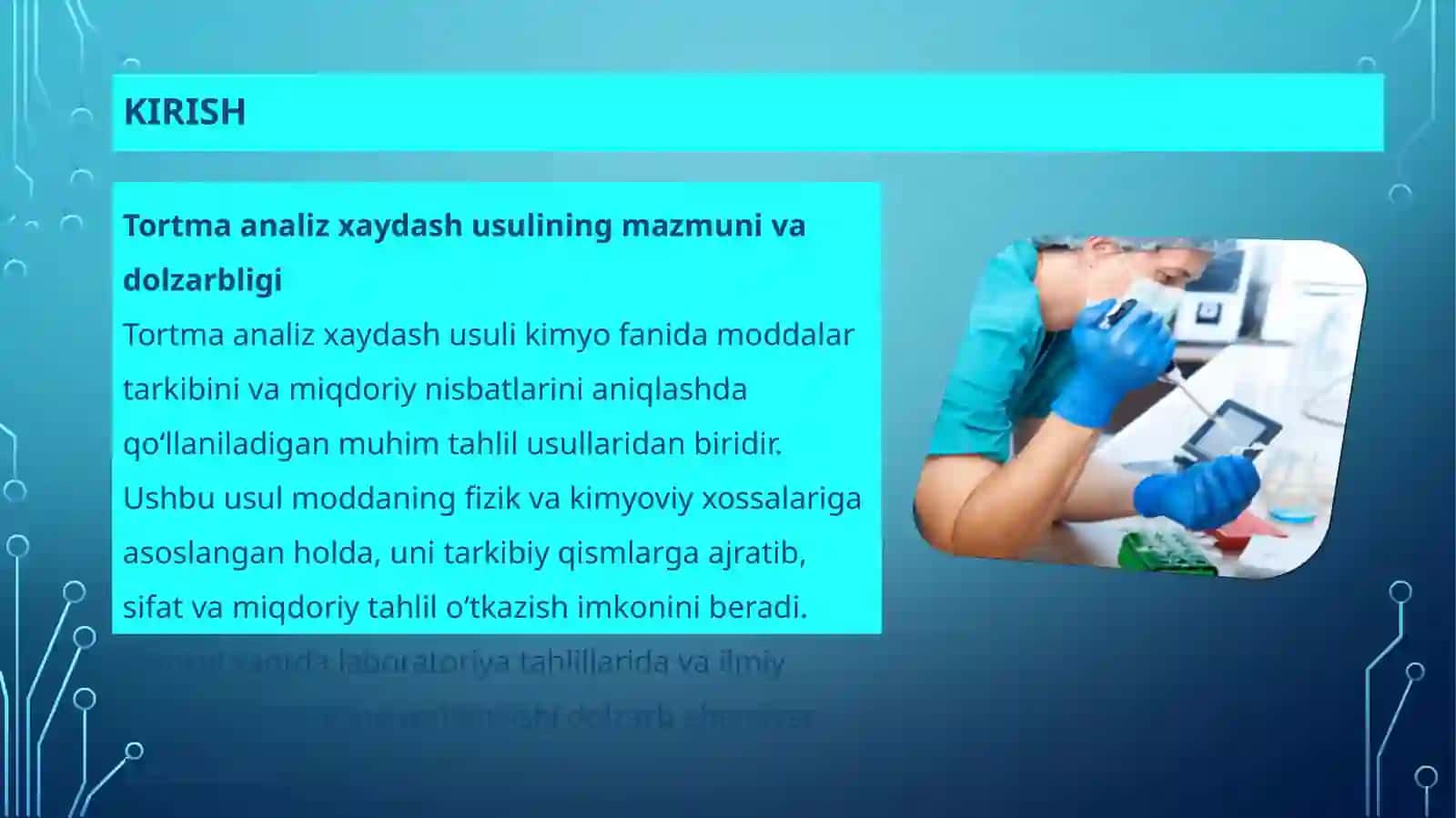 Tortma analiz xaydash usuli bo‘yicha analiz qilish yo‘li 3