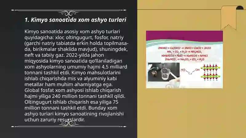 Kimyo sanoatida xom ashyo turlari 3