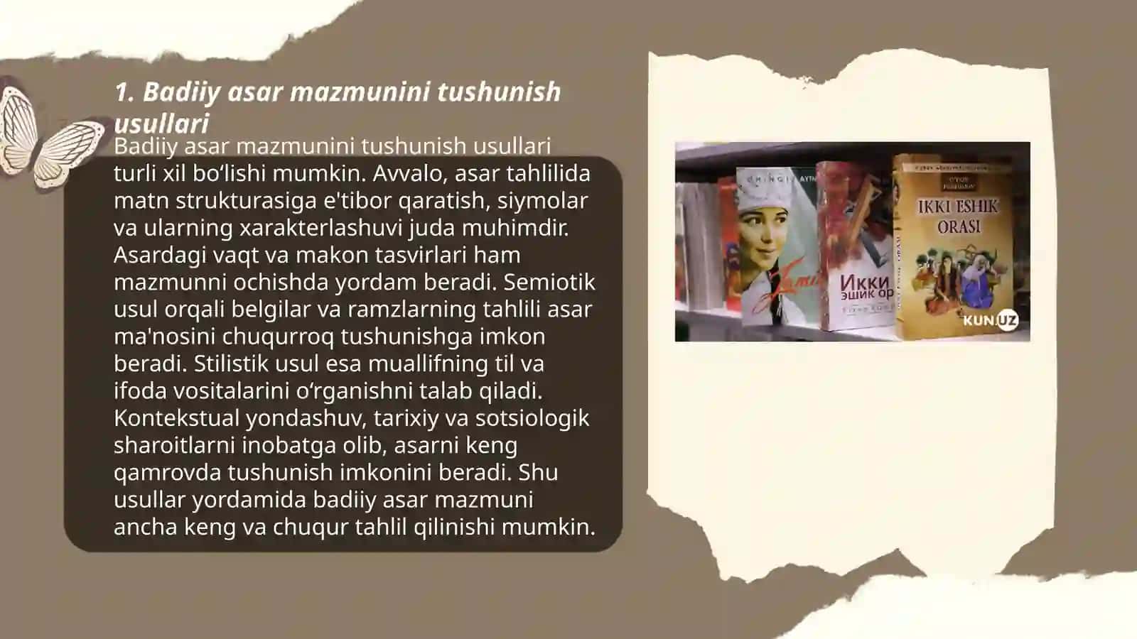 Badiiy asar mazmunini tushunish usullari 3