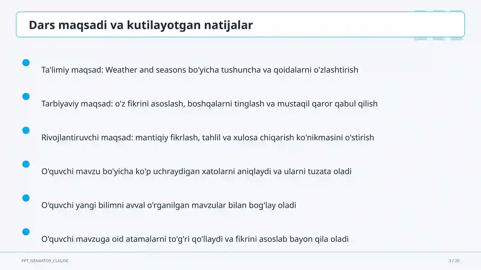 Weather and seasons (4-sinf) 3
