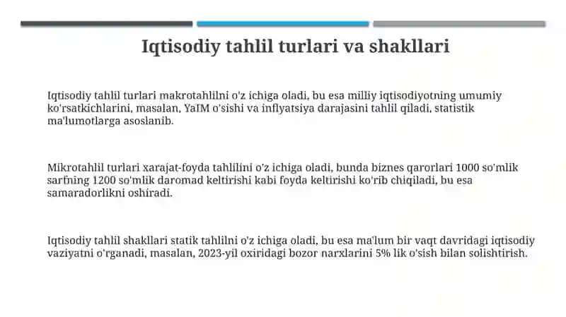 Iqtisodiy tahlilning turlari shakllari va ularning axborot taxlillari 3