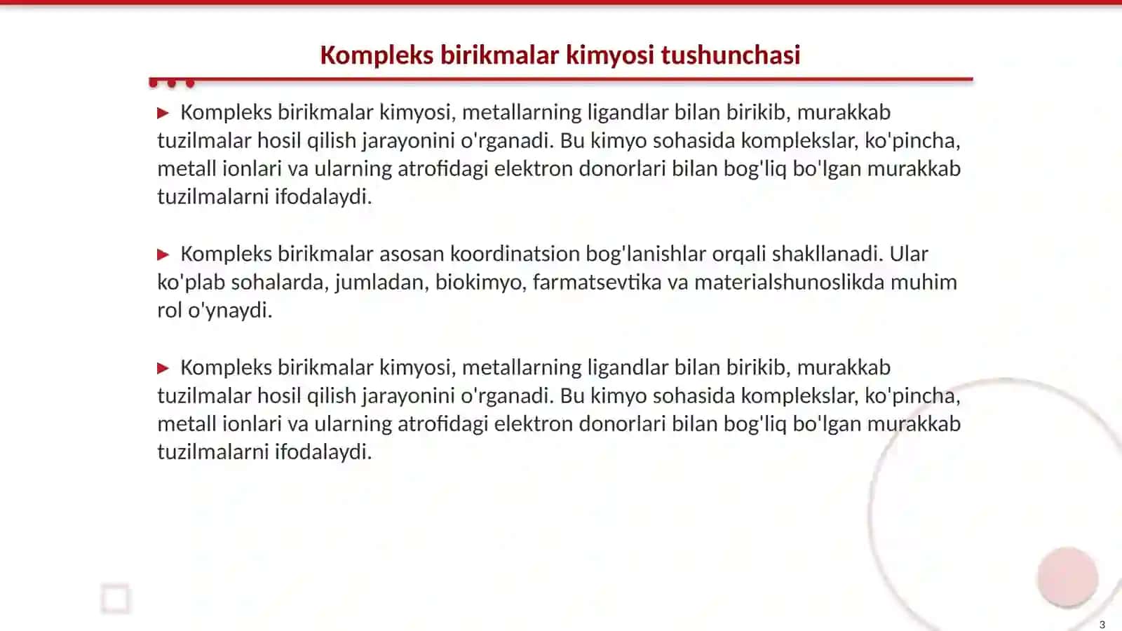 Kompleks birikmalar kimyosi va uning vazifasi 3