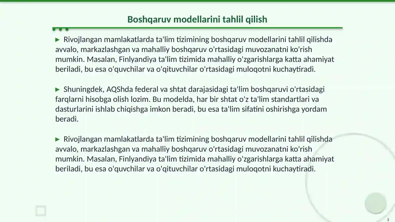 Rivojlangan xorijiy mamlakatlar ta'lim tizimi boshqarish tajribasi 3