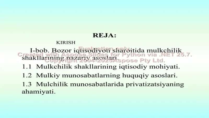 Bozor iqtisodiyoti sharoitida mulkchilik munosabatlari va mulkchilikning shakillari 3