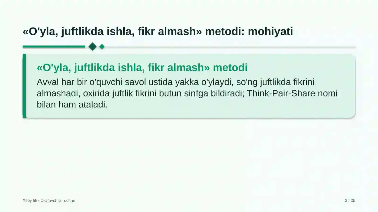 xitoy tili darslarida o'yla juftlikda ishla fikr almash metodidan foydalanish 4476 3