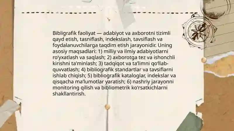 Bibligrafik faoliyatni hisobga olish va hisobot 3