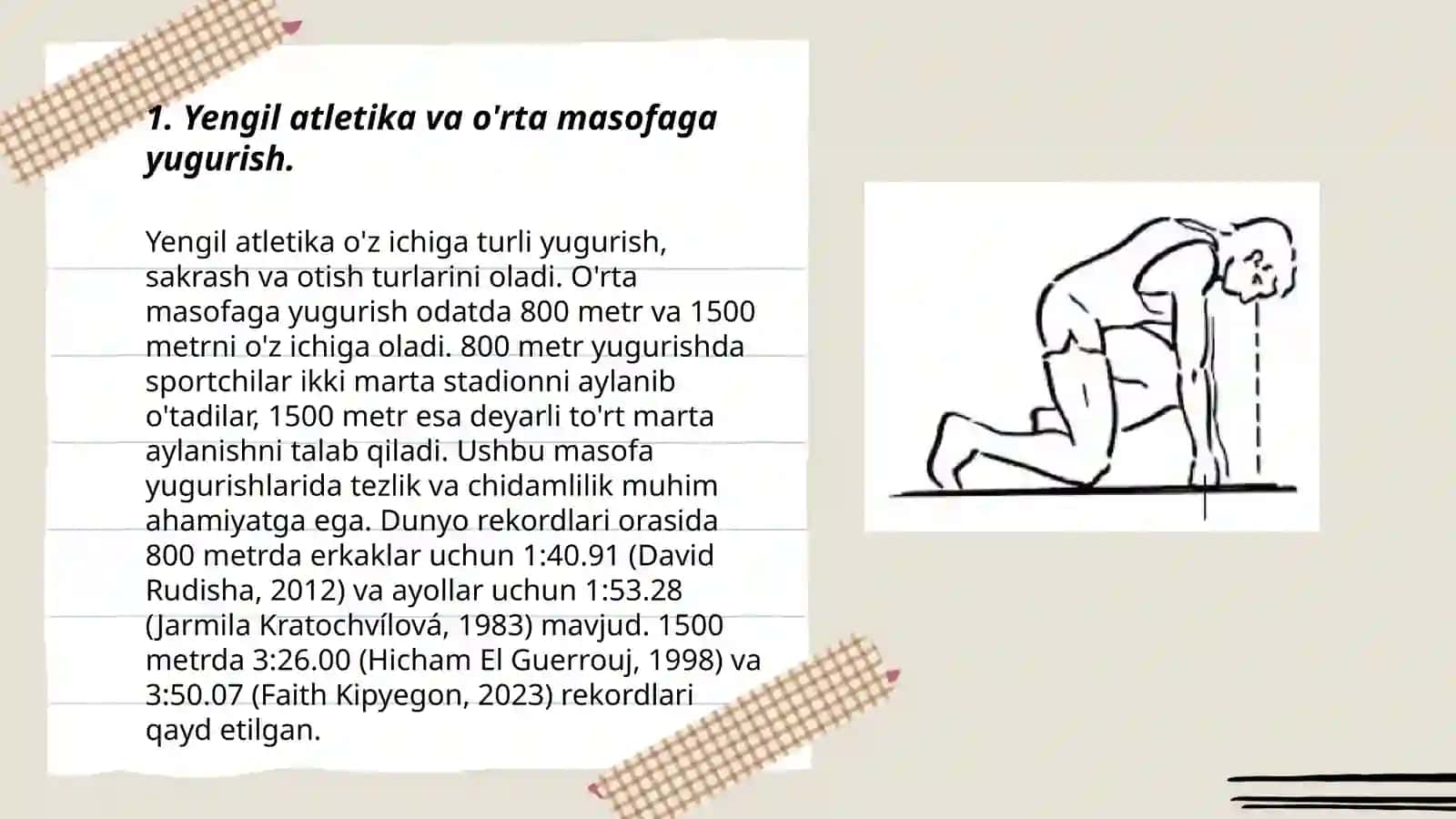 Yengil atletika. O'rta masofaga yugurish texnikasini o'rgatish (800 metr) 3