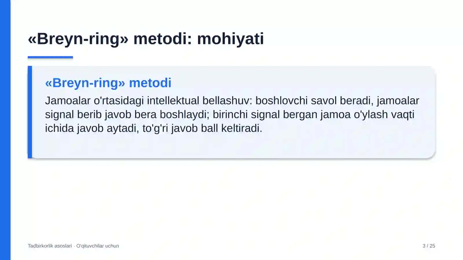 tadbirkorlik asoslari darslarida breyn ring metodidan foydalanish 2260 3