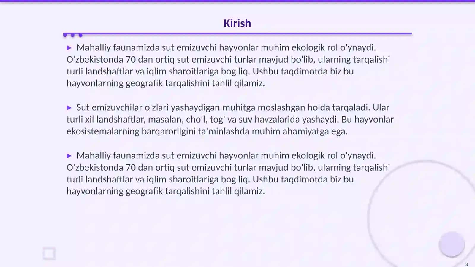 Mahalliy faunamizdagi sut emizuvchi hayvonlarning geografik tarqalishi 3