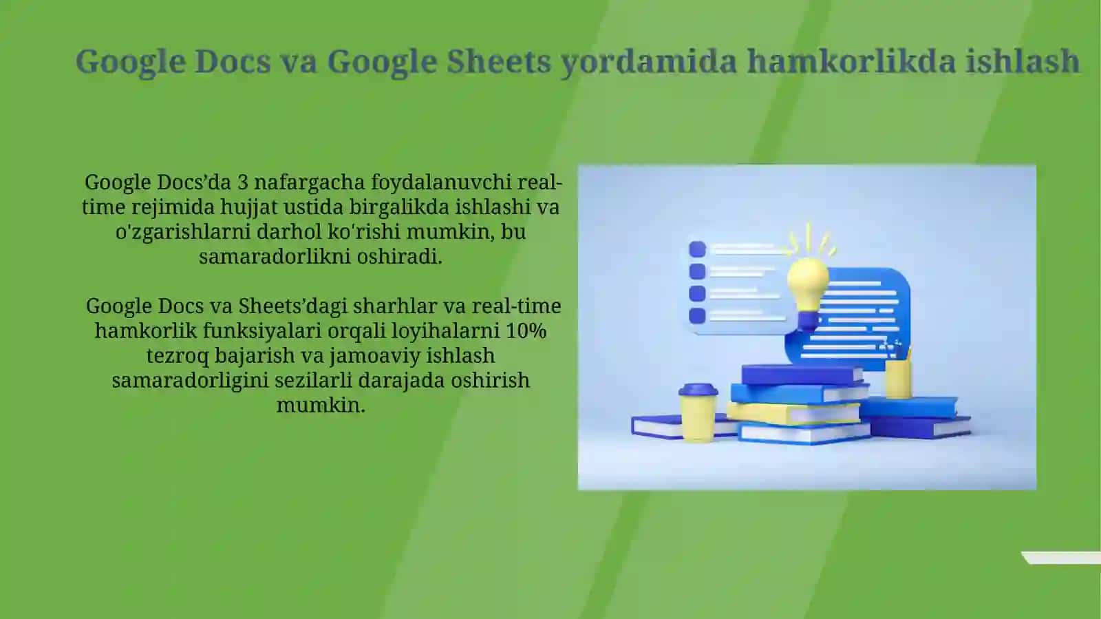 Google vositalari va zizmatlaridan foydalangan holda óquv jarayoni 3