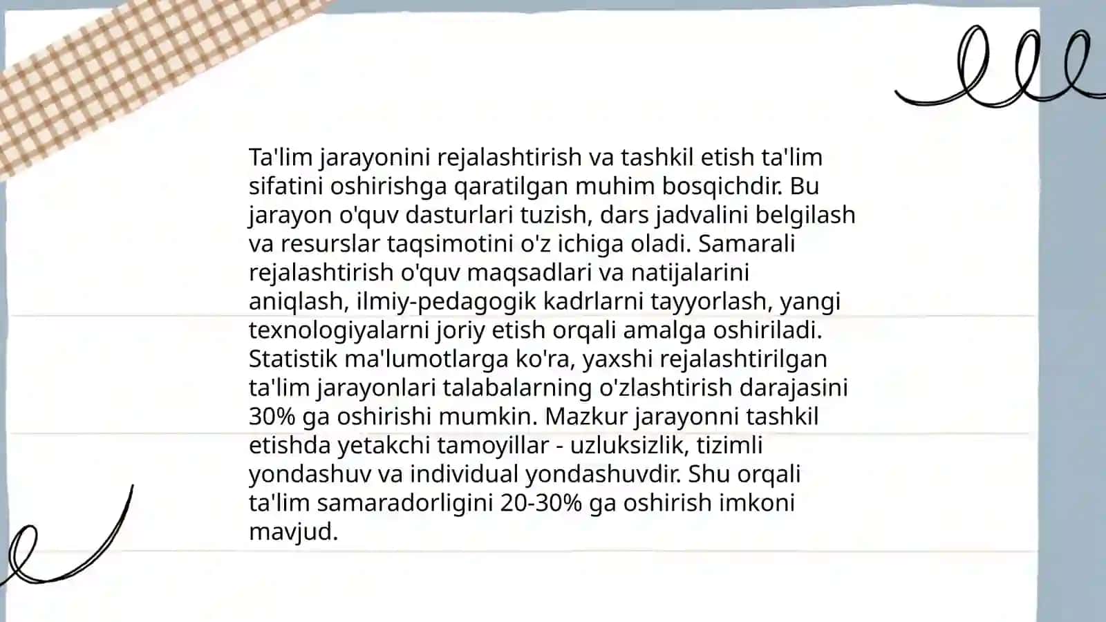 Ta'lim jarayonini rejalashtirish va tashkil etish 3