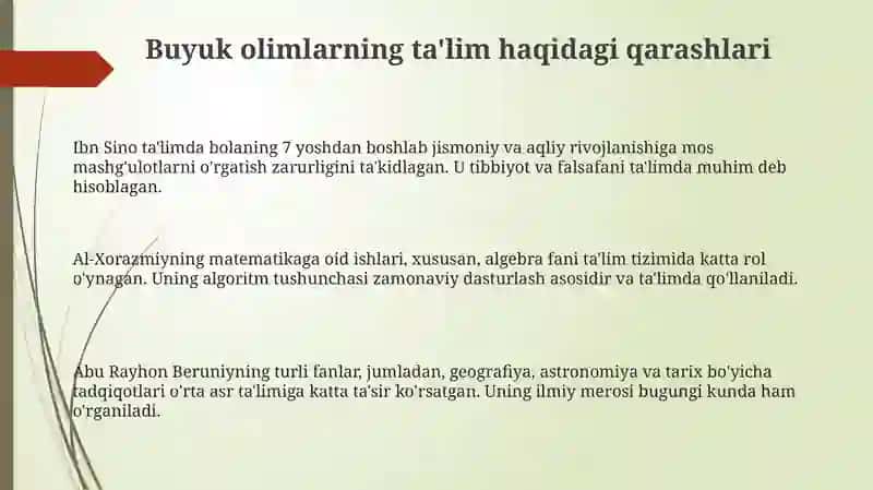 Buyuk allomalar tarbiya haqida 3