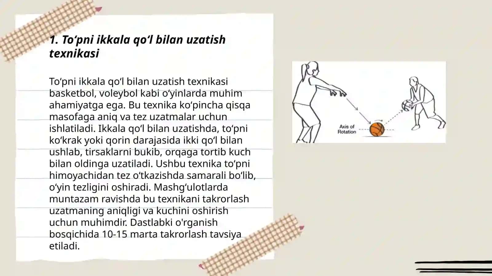 Toʻpni ikkala qoʻl bilan uzatish texnikasi 3