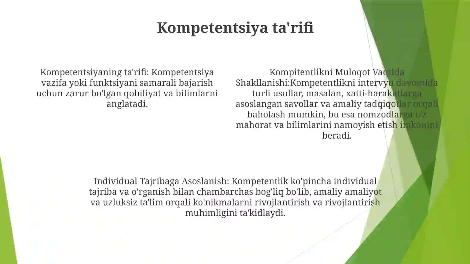 Kompitentlikni Muloqot Vaqtida Shakllanishi, Individual Tajribaga Asoslanish 3