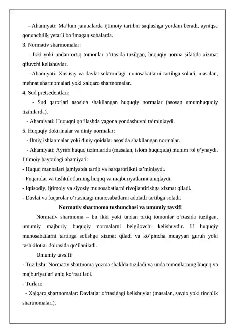 Normativ shartnomalar - huquqning maxsus manbasi sifatida 3