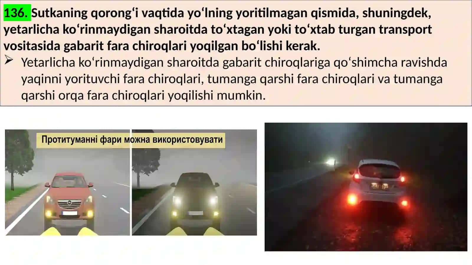 Sutkaning qorongʻi vaqtida vaye tayancha koʻrinmaydigan sharoitda yoritishasboblaridan foydalanish 3