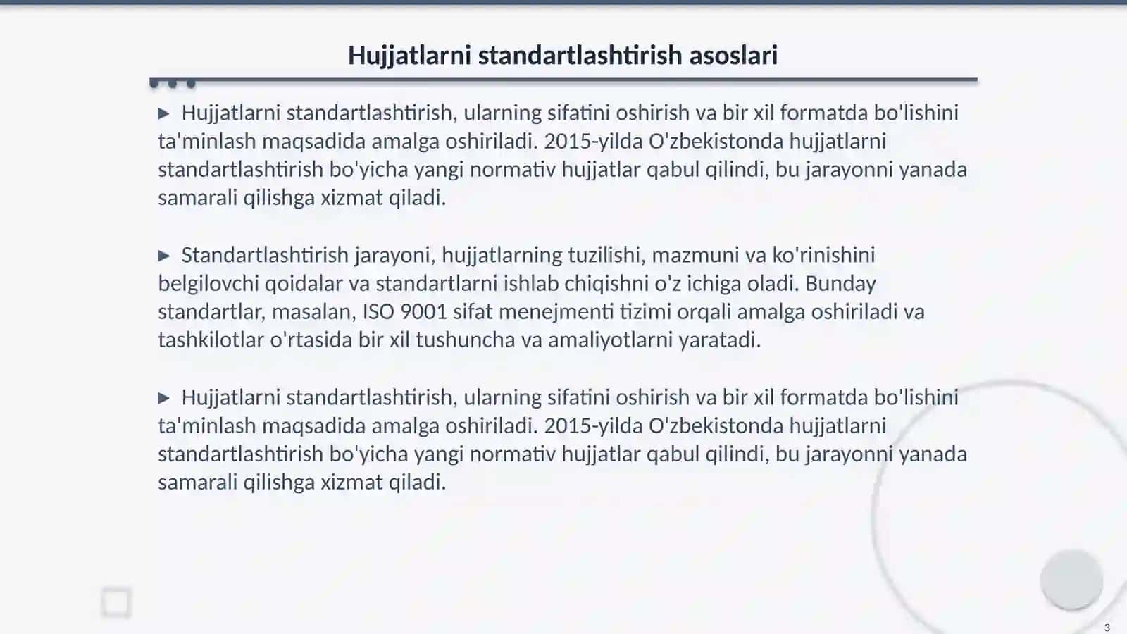 Hujjatlarni standartlashtirish va birxillashtirish 3