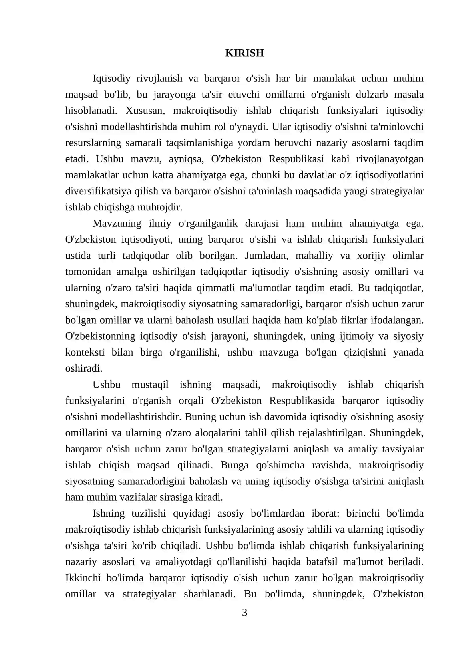 Makroiqtisodiy ishlab chiqarish funksiyalari asosida respublikada barqaror iqtisodiy o'sishni modellashtirish 3
