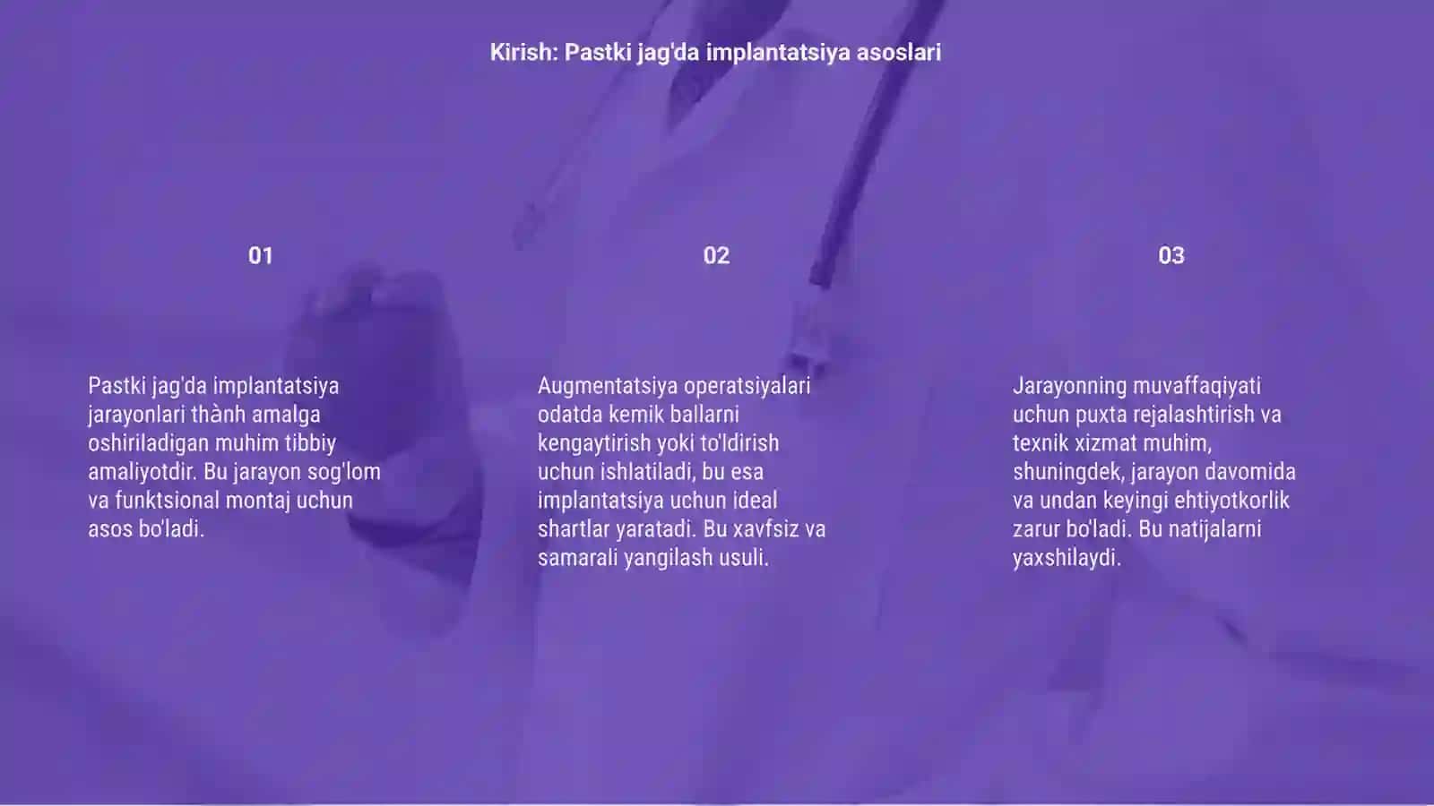 Dental implantatsiyada pastki jag'da o'tkaziladigan opiratsiyalar (augmentatsiya) 3