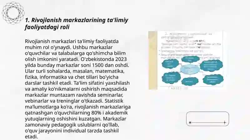 Rivojlanish markazlari va umumiy guruh bolib tashkil etiladigan talimiy faoliyatning bogliqligi 3