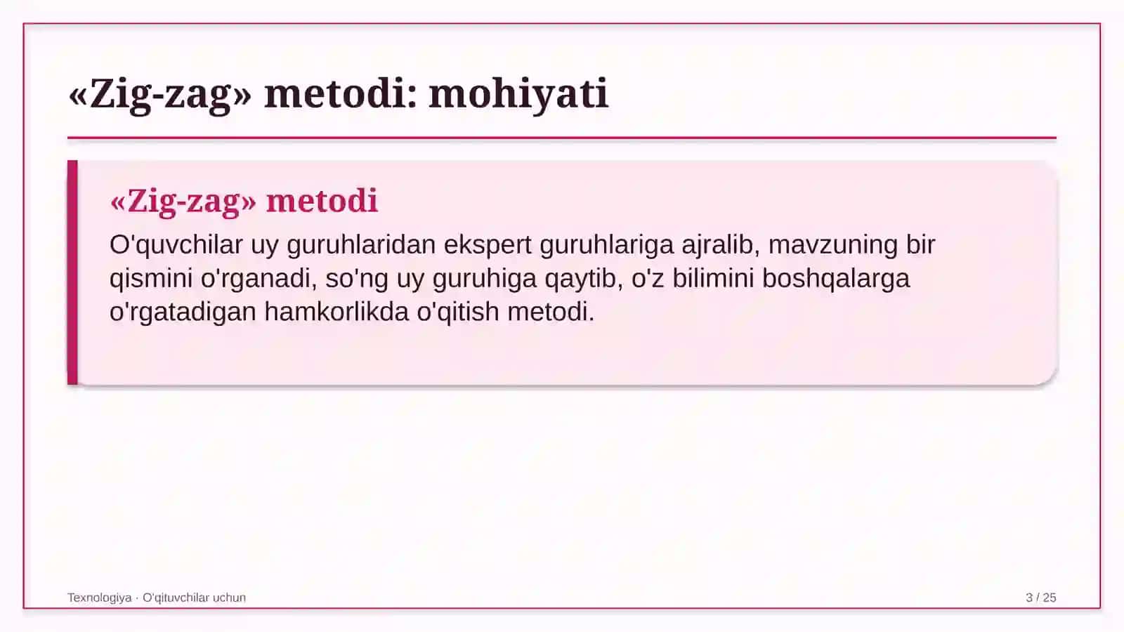 texnologiya darslarida zig zag metodidan foydalanish 3206 3