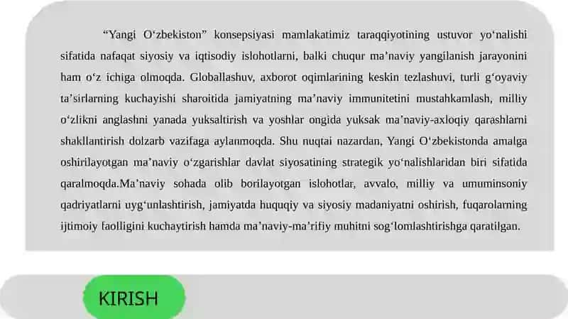 Yangi oʻzbekistonda amalga oshirilayotgan maʼnaviy oʻzgarishlar 3