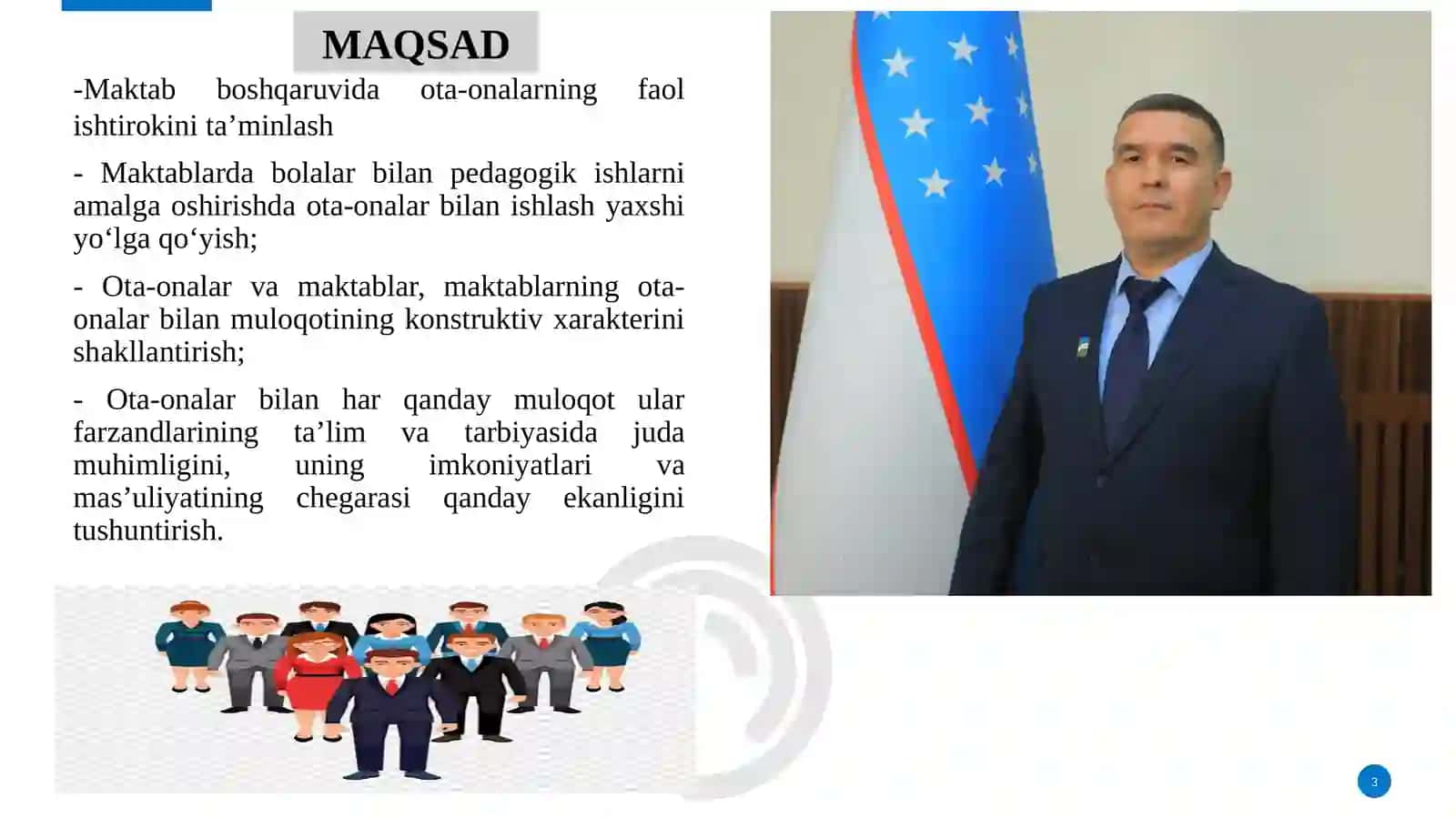 MAKTABdaOTA-ONAvapedagoglaro‘rtasidagio‘zarohamkorlikmunosabatlarinirivojlantirishAMALIY TOPSHIRIG`I 3