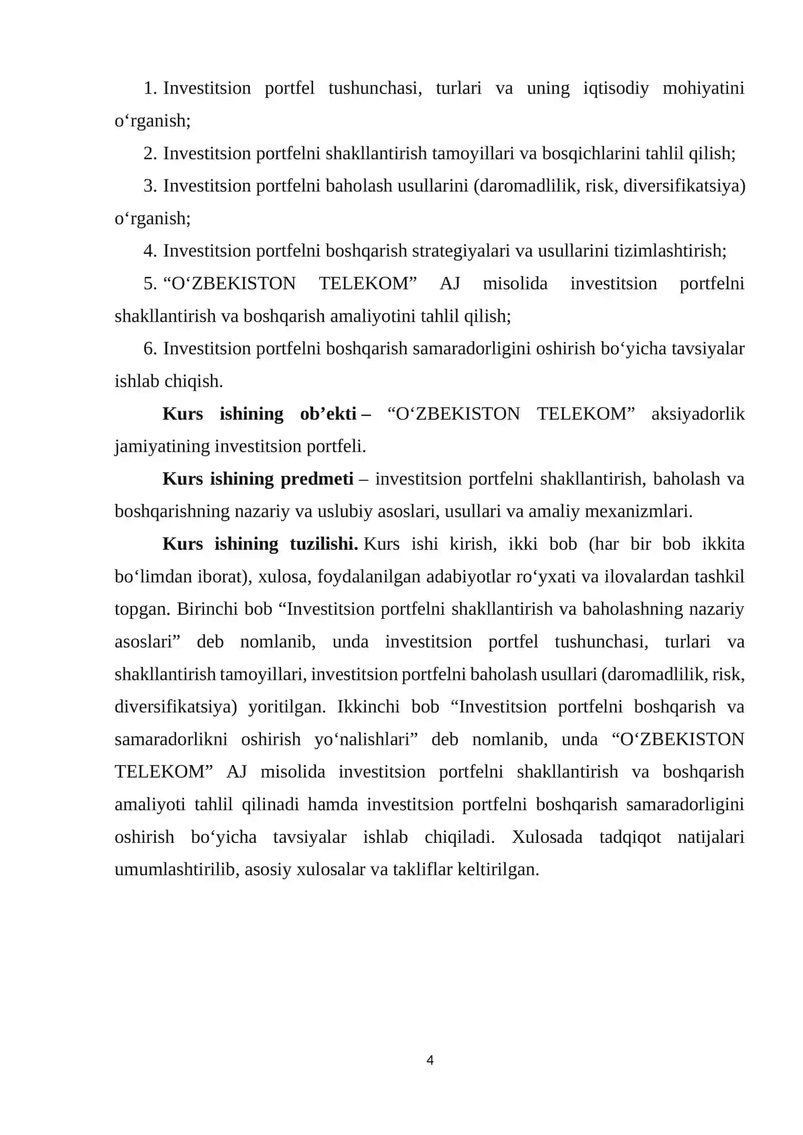 Mavzu: INVESTITSION PORTFELNI SHAKLLANTIRISH VA BAHOLASHNING NAZARIY ASOSLARI 3