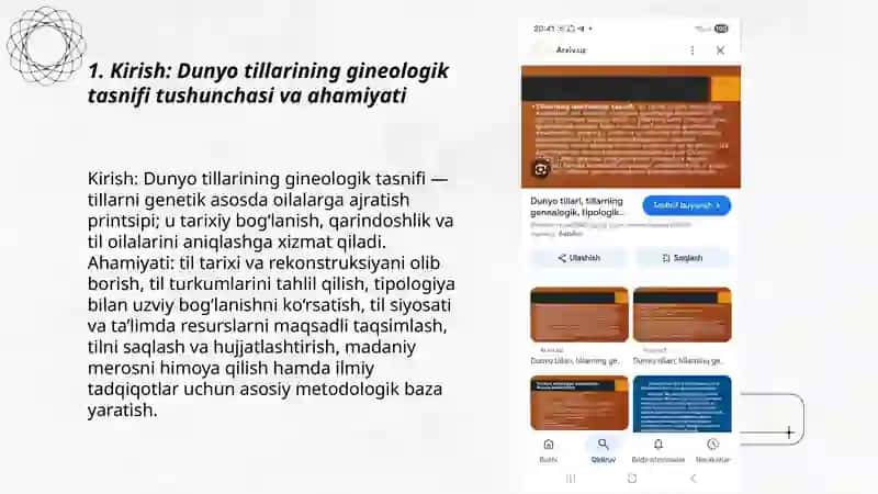Dunyo tillarining gineologik tasnifi slayd tayorlash 3