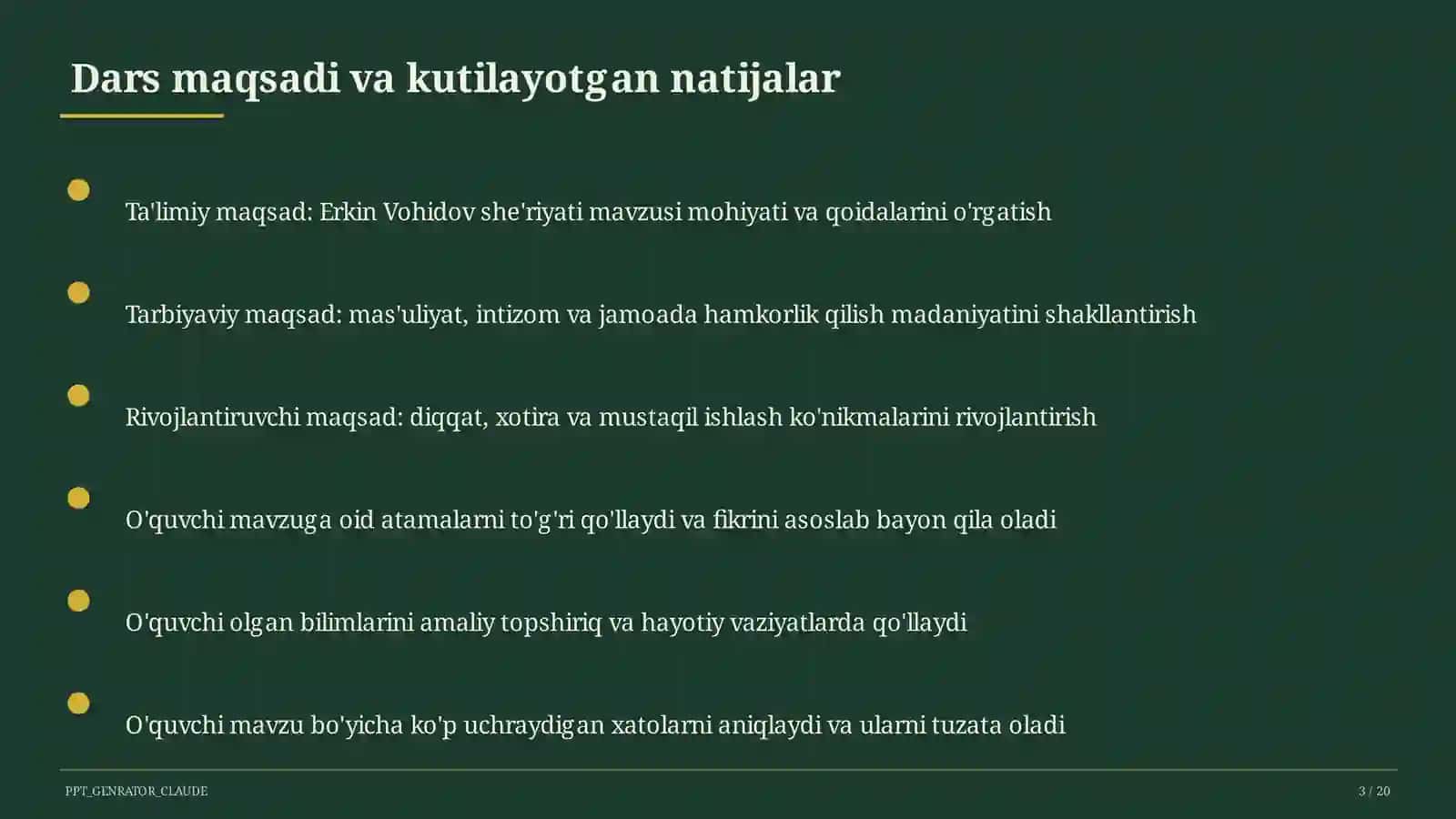 Erkin Vohidov she'riyati (8-sinf) 3