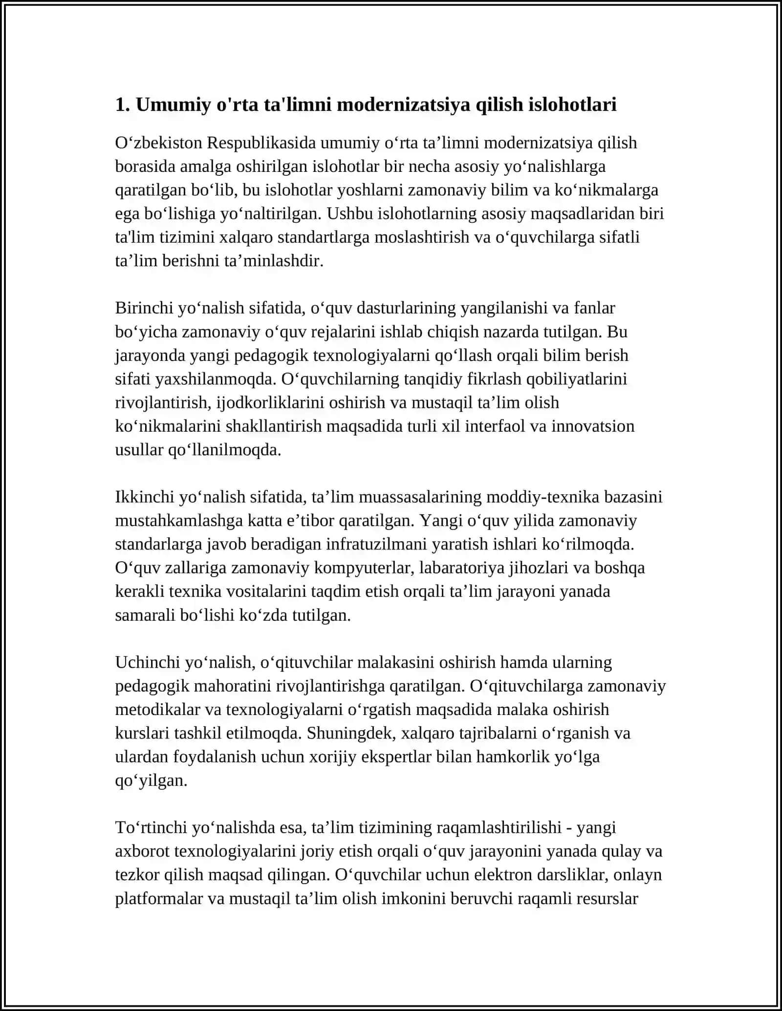 O'ZBEKISTON RESPUBLIKASIDA TA'LIM SOHASIDA AMALGA OSHIRILGAN ISLOHOTLAR 3